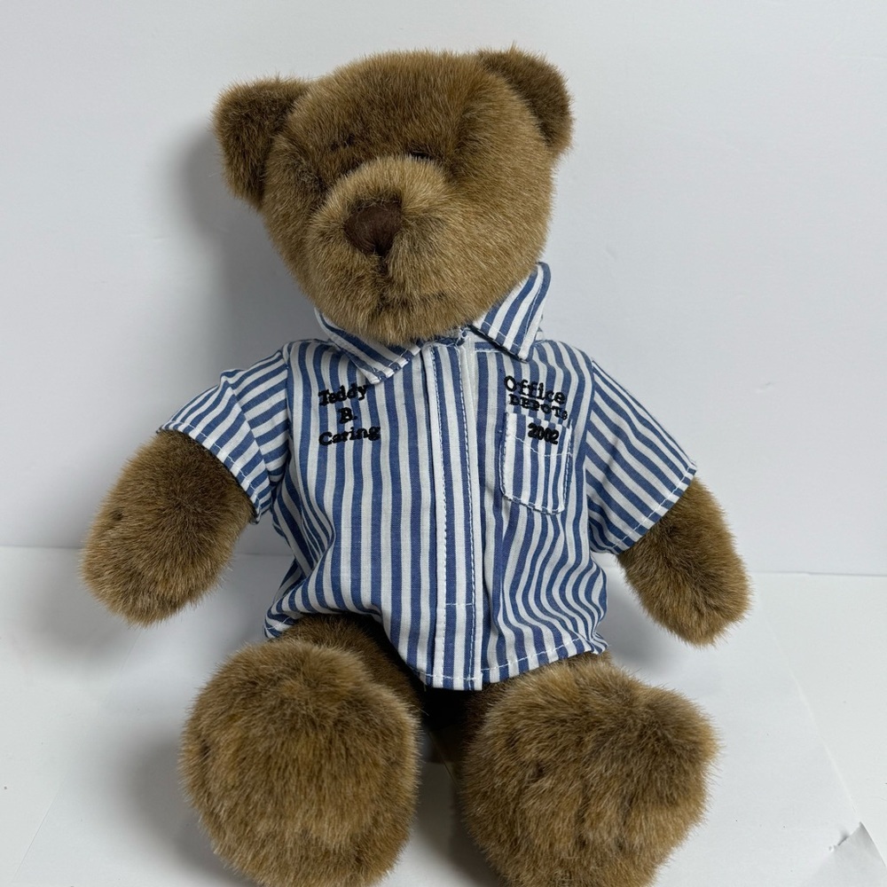 Build A Bear Office Depot Logo Teddy B Caring Plush Striped Shirt 14"